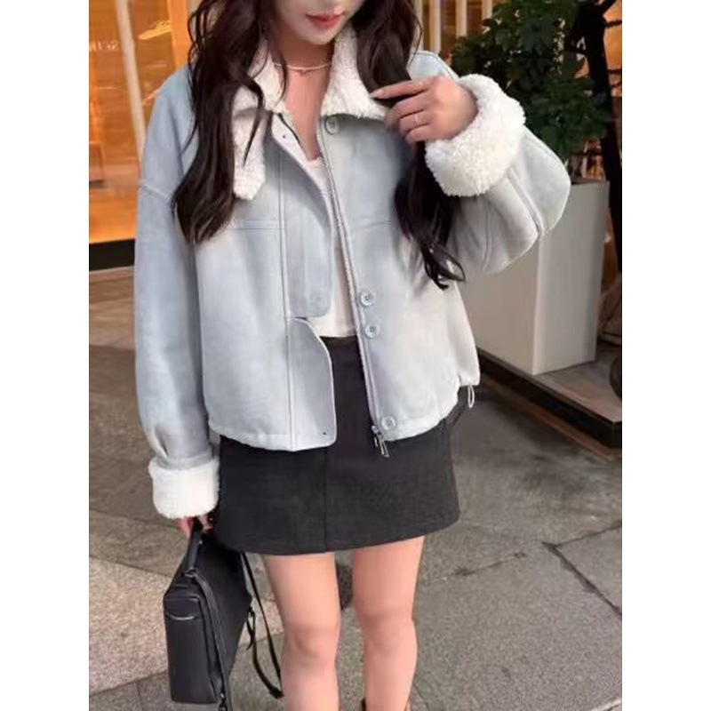 时尚百搭羊羔毛皮毛一体外套女2025秋冬新款加厚保暖棉衣外套上衣