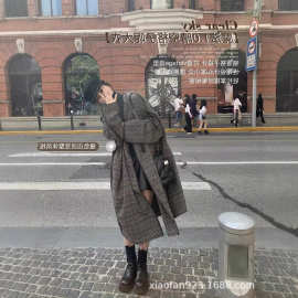 【预定】连帽女巫斗篷毛呢大衣女春季小个子英伦风过膝中长款风衣