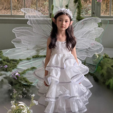 厂家女童连衣裙白色亮片钉珠蛋糕裙礼服公主裙生日六一演出派对服