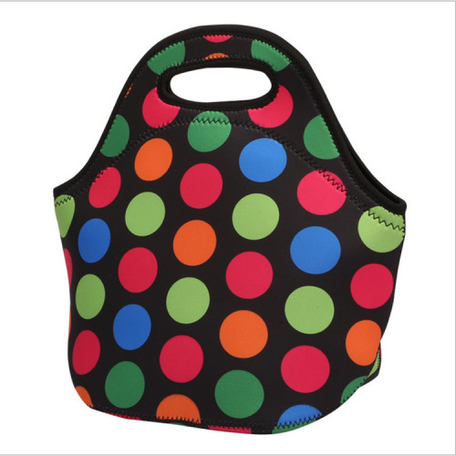 Amazon neoprene material lunch bag printed adult and children outdoor picnic insulated portable mommy lunch bag