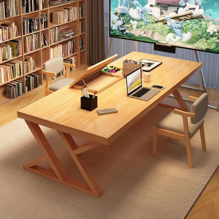 Desk for Students, Home Computer Desk, Large Table for Living Room, Double Rectangular Work Desk for Bedroom