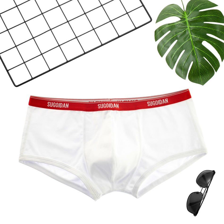 SUGOIDAN Youth Sports Boxer Shorts Men's Underwear Sexy Low Waist Tight Super Thin Waistband Briefs Cotton 