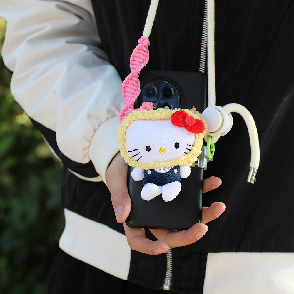 Clip de espalda para teléfonos móviles universales hellokitty felino muñeca de peluche corda de cinturón adorable ajustable muñeca de dibujos animados image 8