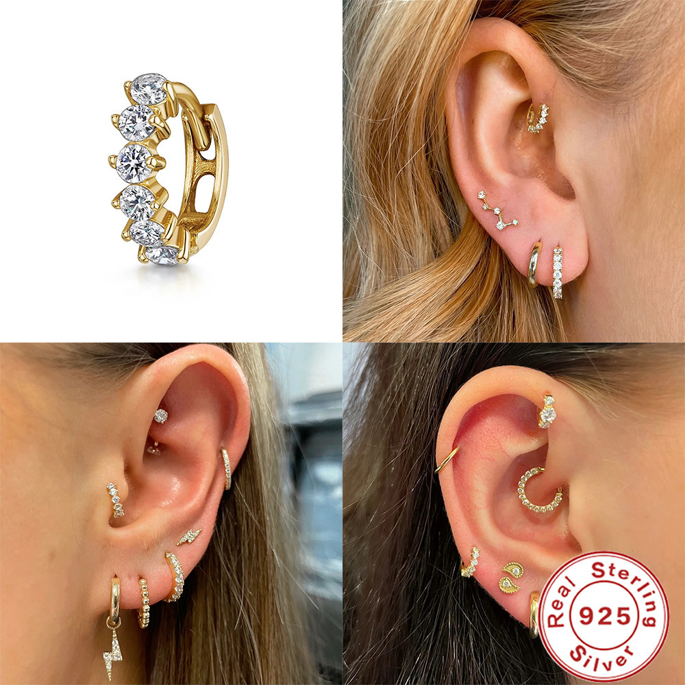 1 Piece Quantity 1 Piece 925 Sterling Silver Zircon Irregular Hoop Earrings