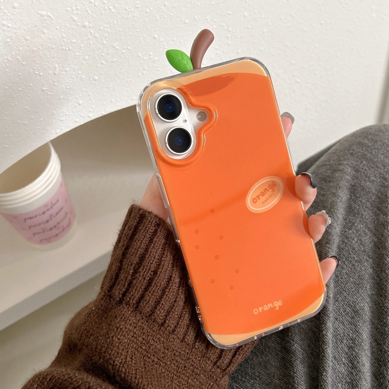 Creativa y divertida pera naranja tridimensional para Apple 15 funda para teléfono iphone16ProMax pareja 13 nuevo 14