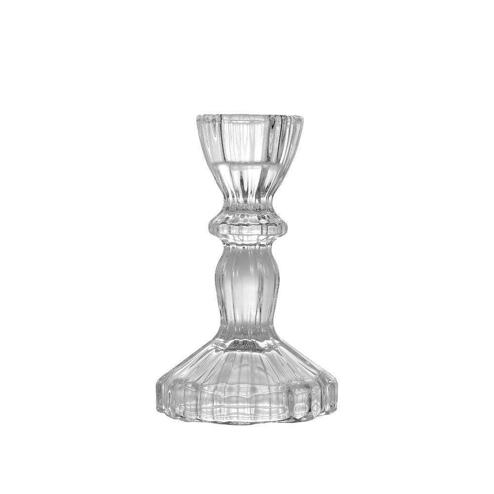 Candelabro de Vidrio Transparente Estilo Europeo Vidrio para Cena a Luz de Velas y Bodas