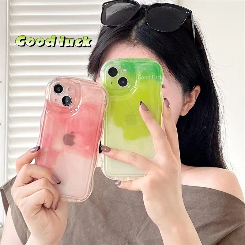 INS rendering gradiente Rosa verde aplicable iPhone15 caja del teléfono móvil 12PROMAX Apple 14 nuevo 13pro