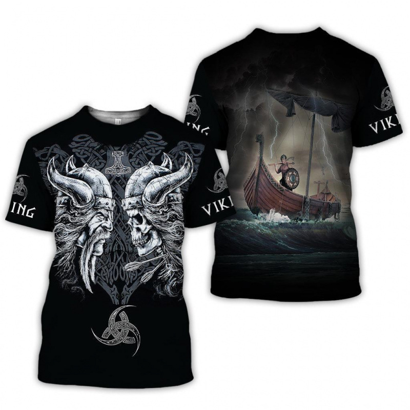 European and American Viking Print Men's T-Shirt 3D Digital Print Viking Tattoo Short-Sleeve Aliexpress Casual Order European and American Viking Print Men's T-Shirt 3D Digital Print Viking Tattoo Short-Sleeve Aliexpress Casual Order
