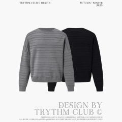 TRYTHMCLUB 老钱风肌理感复古简约条纹潮流男女同款毛衣