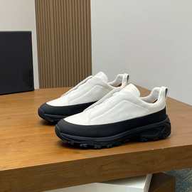 跨境专供进口牛皮拼色时尚休闲单鞋男软底轻便低帮商务鞋舒适透气