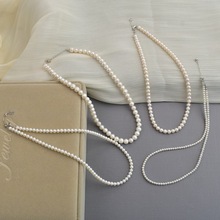 天然淡水baby小珍珠项链女925银近圆珠简约素链日常百搭锁骨链