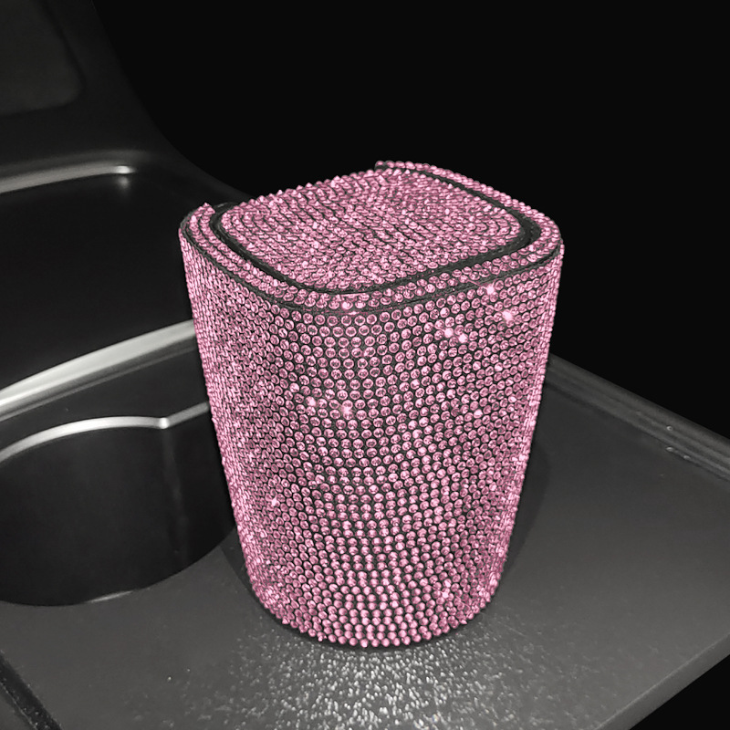 Diamante-incrustado coche Cenicero creativo cubierto salida de aire colgante coche con tapa LED luz coche Cenicero