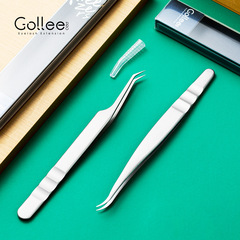 gollee睫毛嫁接鑷子美睫不鏽鋼工具夾子套裝精密開花金羽夾海豚夾