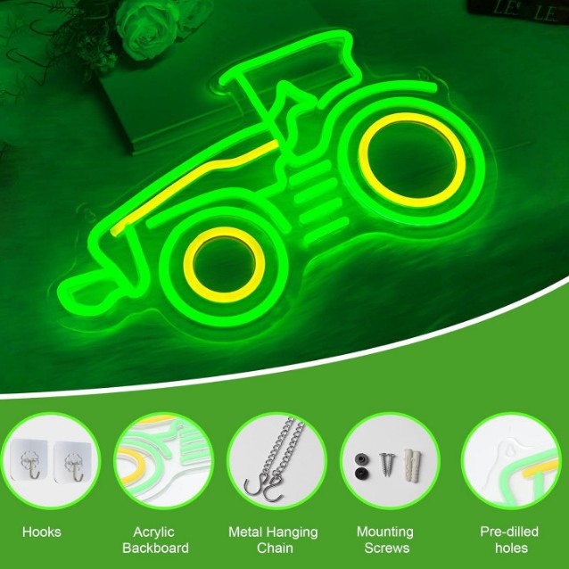 (2개) 트럭 네온 LED 차고 생일 선물 소년 침실 장식 가벼운 놀이터 놀이터 분위기 빛