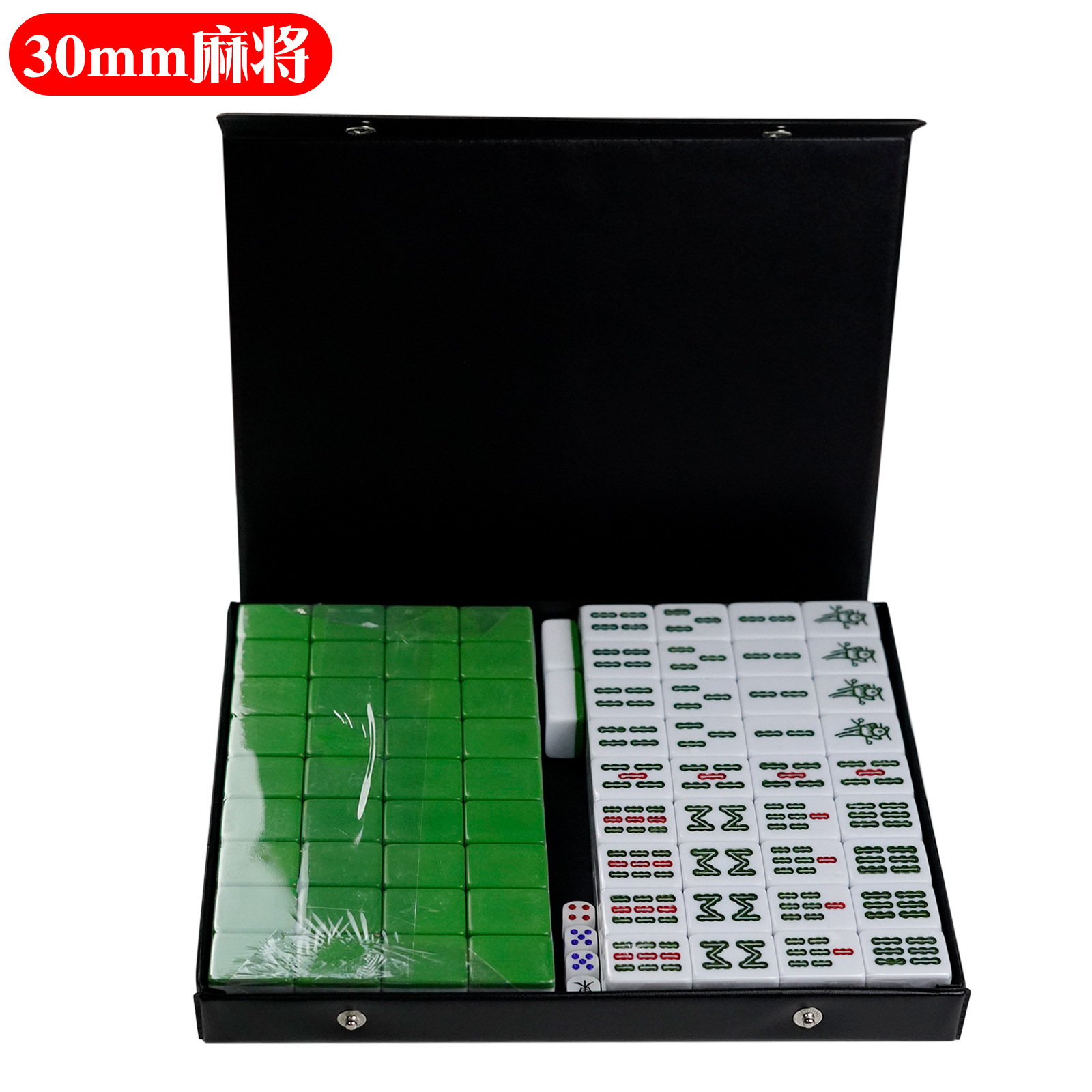 30mm 녹색 및 흰색 마작 (액세서리 및 상자 포함)