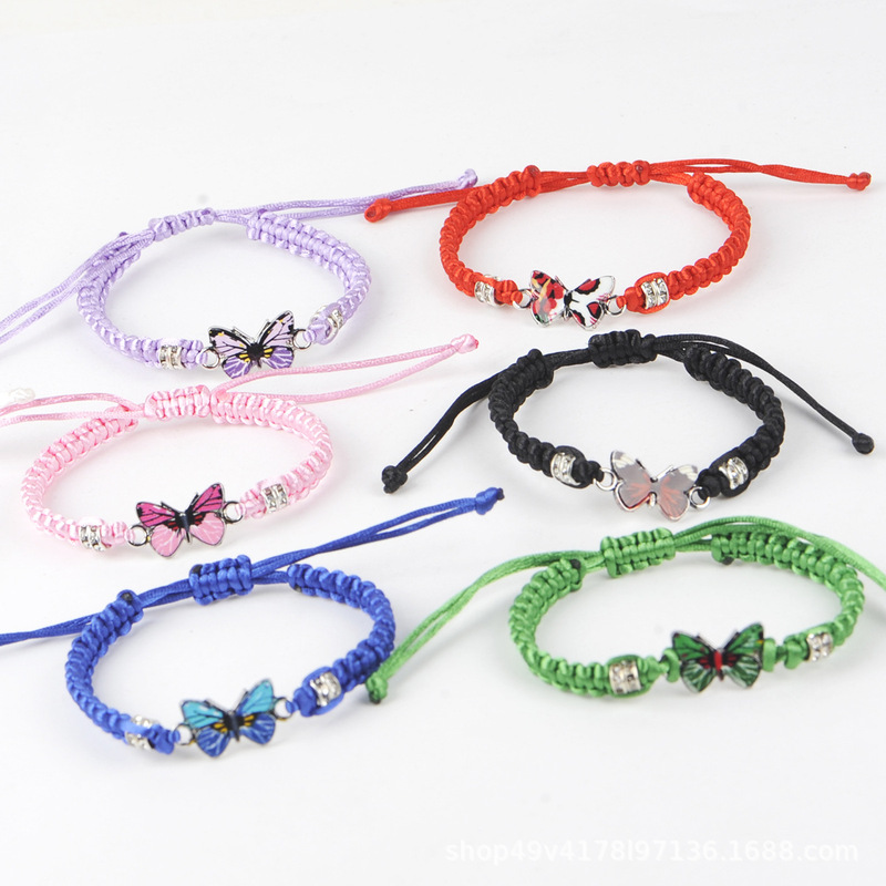 European and American Fashion Woven Oil-Drip Butterfly Adjustable Bracelet Amazon New Friendship Bracelet Couple Bracelet