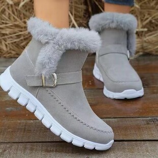 In-Stock 2025 New Winter Fashion Women's Boots Martin Boots Korean Version Thickened Short Boots with Fleece Warm Flat Cotton Shoes for Women