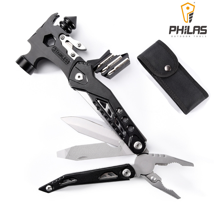 车载多功能破窗锤钳安全带割绳器组合工具龙头设计便携折叠羊角锤