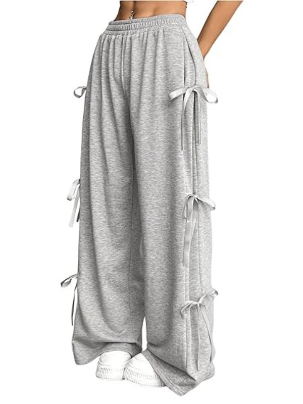 Transfronterizos Europa y América Amazon damas arco pantalones deportivos de piernas anchas elásticos de cintura alta pantalones casuales dulces pantalones de skateboard image 2