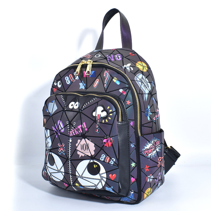 Diseño francés, nueva mochila cuadrada acolchada con láser, bolso escolar, bolsa de almacenamiento de viaje con cremallera 2394 #