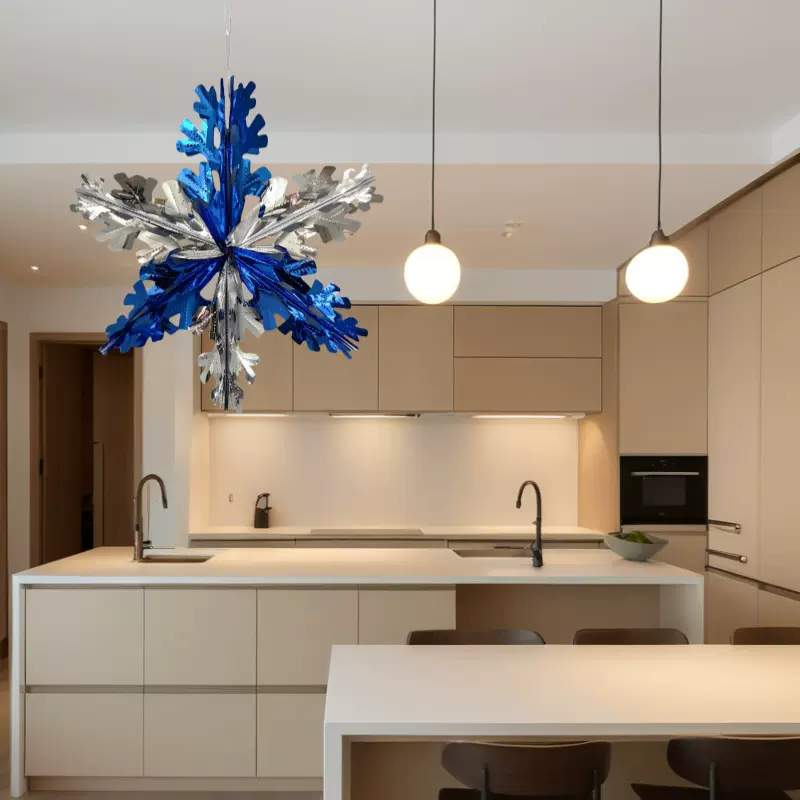 现货亚马逊立体雪花吊饰气氛节日派对装饰圣诞节挂饰用品橱窗家庭