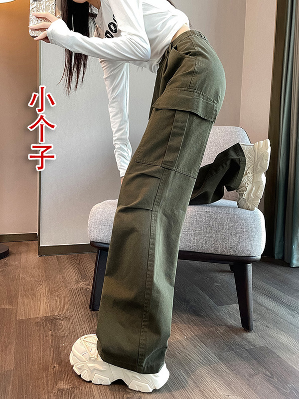 2025春秋新款工装裤女小个子秋冬加绒休闲宽松高腰直筒窄版阔腿裤|undefined