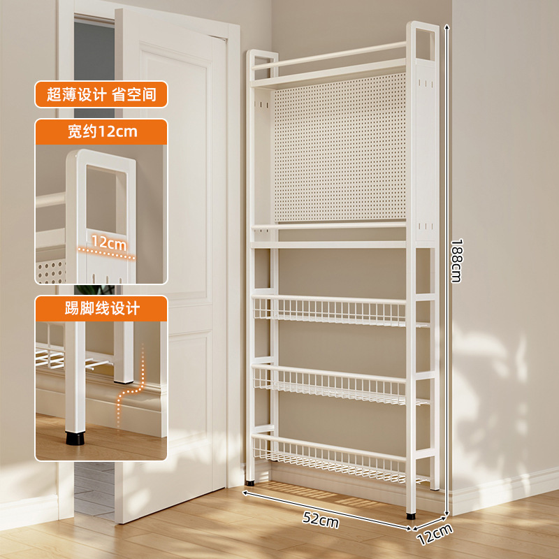 Tablero de agujero trasero de la puerta de la cocina Estante ultrafino de condimentos Estante de disposición de utensilios de cocina contra la pared