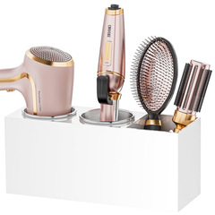 Amazonのベストセラーの白いアクリルヘアドライヤー収納ラック、パンチフリーの壁掛けバスルーム理髪ツールオーガナイザーボックス
