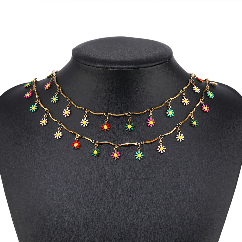 1 Piece Foot Daisy DIY Jewelry Accessories Bracelets Anklet 304 Stainless Steel Enamel Women's Sweet Pastoral DIY Jewelry Accessories Bracelets Anklet display picture 3