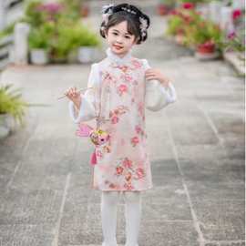 女童改良旗袍秋冬款2025新款儿童国风女宝宝民国风服装拜年服