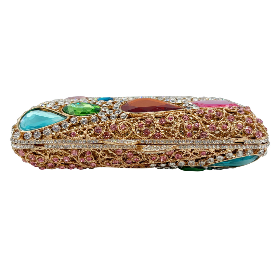 Túi clutch nữ đính đá dạ hội phong cách Châu Âu — màu vàng, màu tím, Tùy chỉnh các màu khác