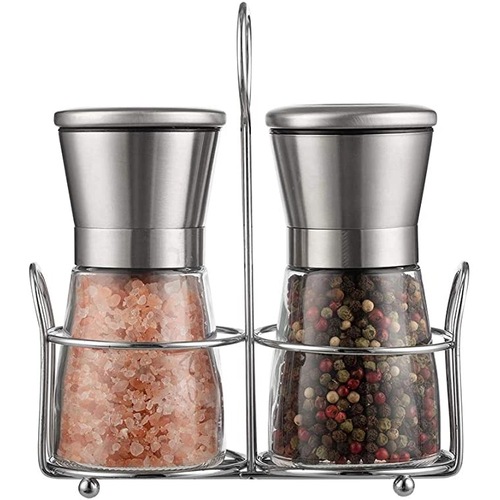Creative stainless steel grater kitchenware glass spice bottle manual home use black pepper grinder seasoning bottle