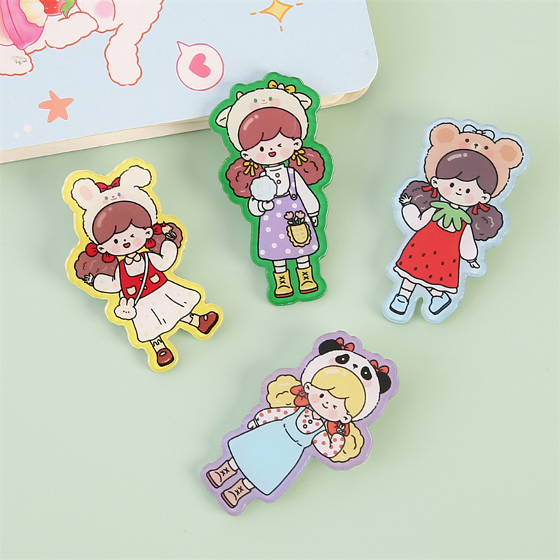 漫画クリエイティブアクリルブローチドーパミン女の子かわいいバッジ子供装饰ピンストラップアクセサリー卸売|undefined