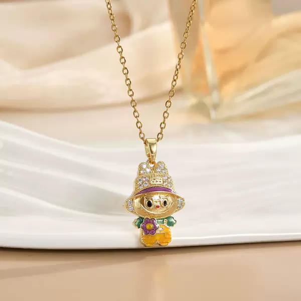 Cross-Border Hot-Selling Cartoon Cute Labubu Pendant Fashionable Versatile High-End Necklace Women's Clavicle Chain Gift Jewelry