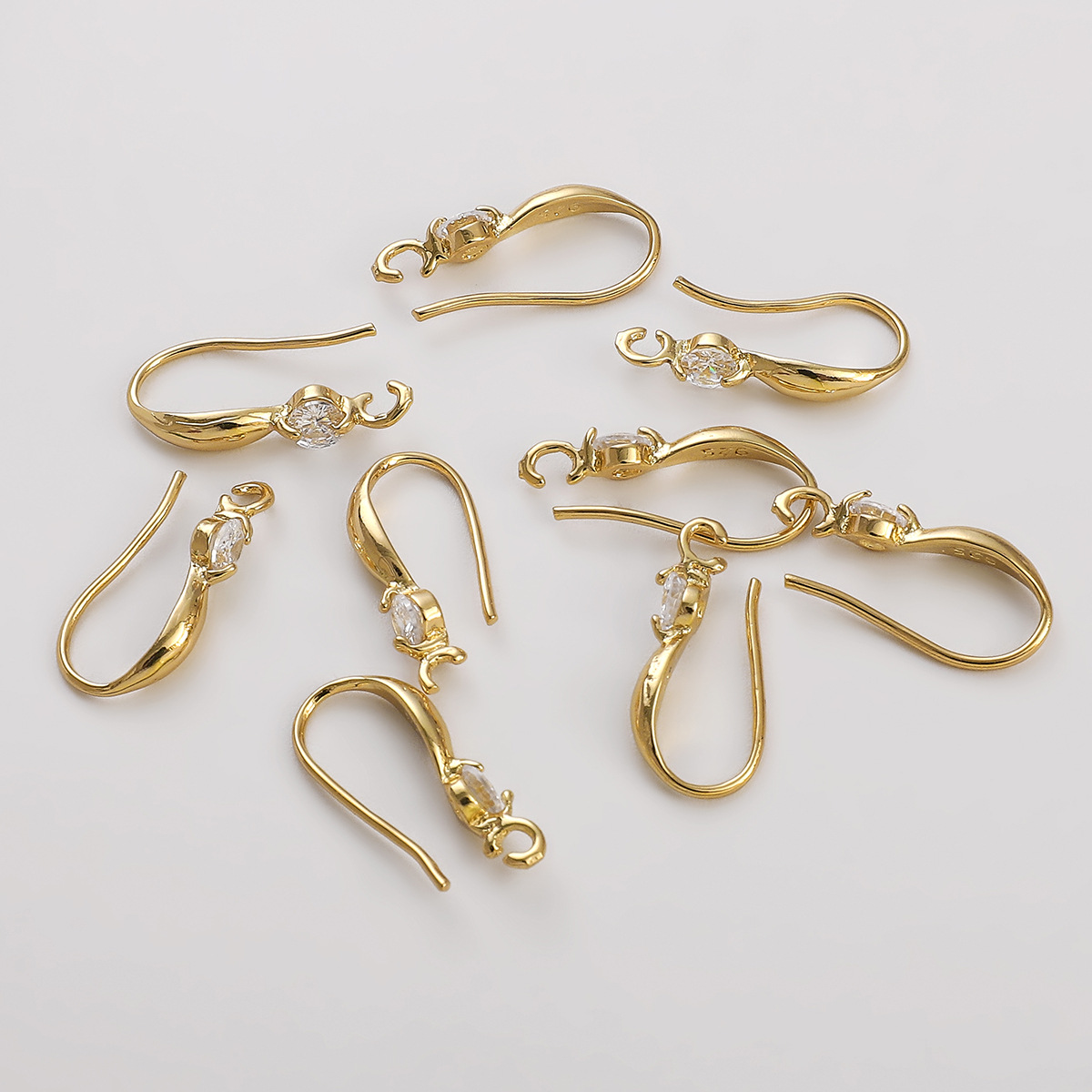 Plating, Inlay Design Simple Style Style 2 Pieces Set Copper Zircon Solid Color Hook Earring Findings Simple Style