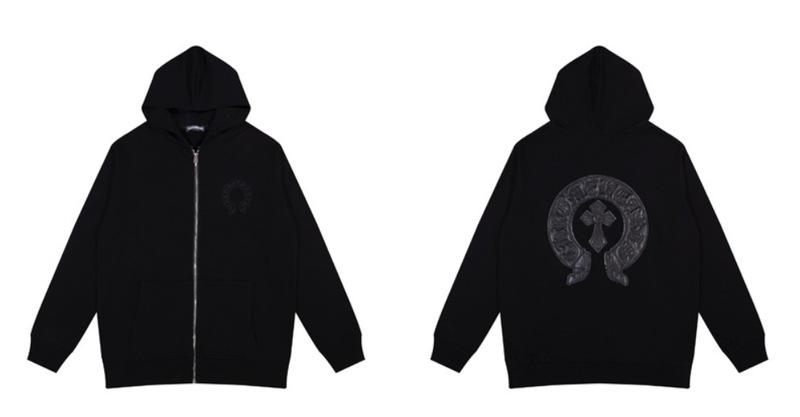 24ss年新款高品质Chrome Hearts 马蹄十字架连帽拉链卫衣工厂批发|undefined