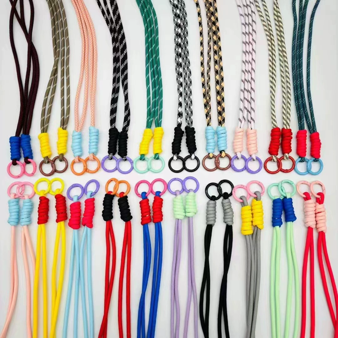 Двойная Пряжка круглая веревка ручной работы тканый ремешок на запястье веревка Чехол для телефона ремешок брелок ремешок карамельного цвета веревка с защитой от падения