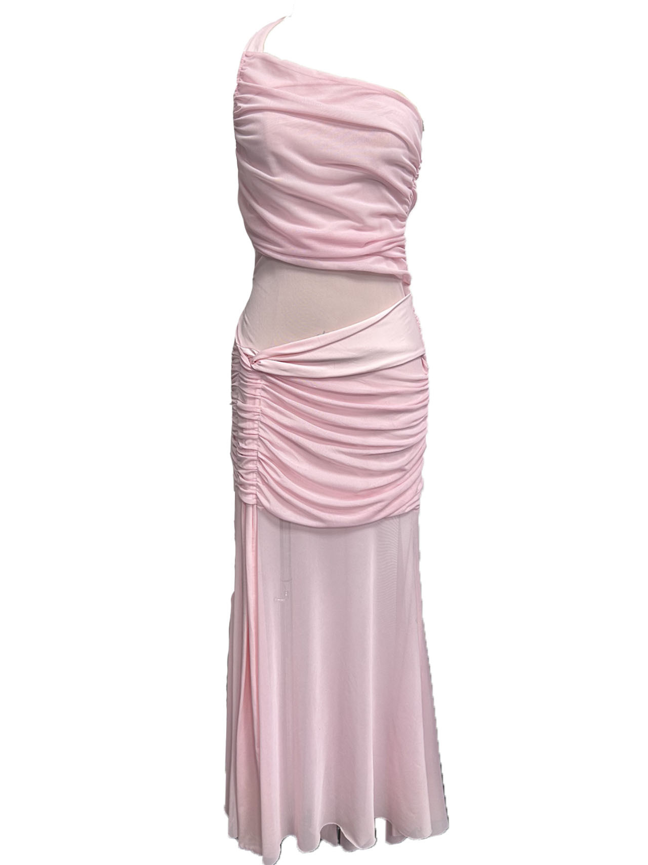Off-Shoulder See Through Pleated Dress American Style Sexy Bodycon Slim Fit Hot Girl Fashion_ecoleips.com