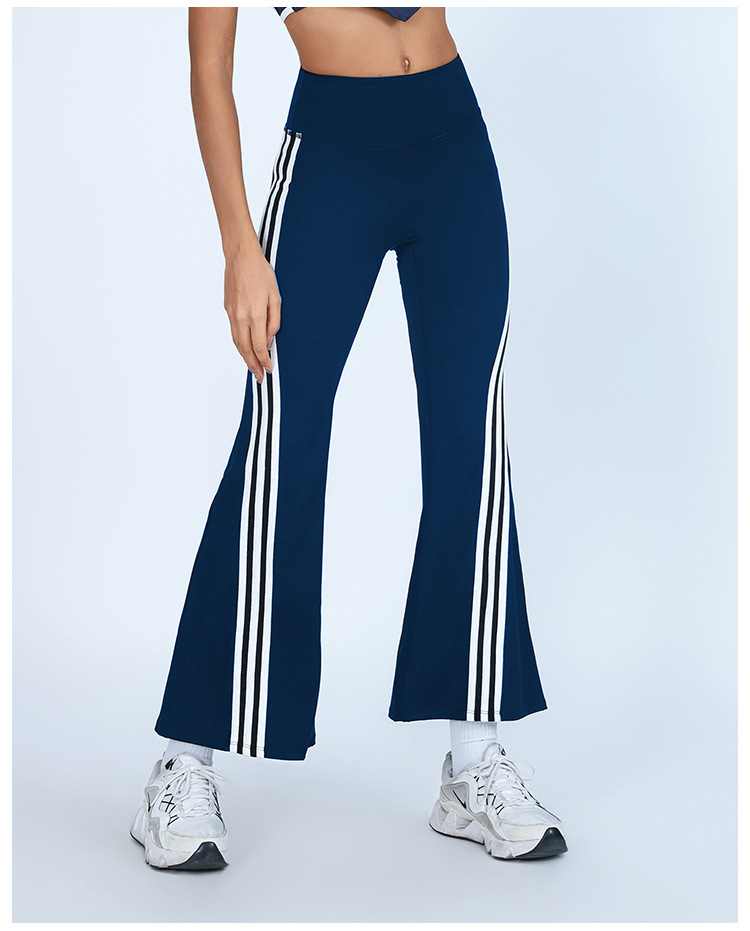 Pantalones deportivos transfronterizos de comercio exterior, pantalones de fitness, cintura alta, color a juego, alta elasticidad, secado rápido, pantalones de campana de yoga agradable para la piel
