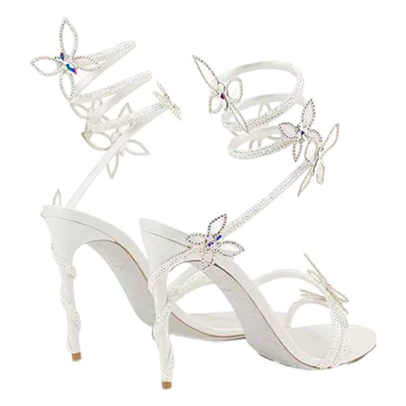 Трансграничная фабрика весна и лето новый rc змеевидная бабочка с бриллиантами на каблуках и римские сандалии сапоги европейские и американские банкетные женские туфли