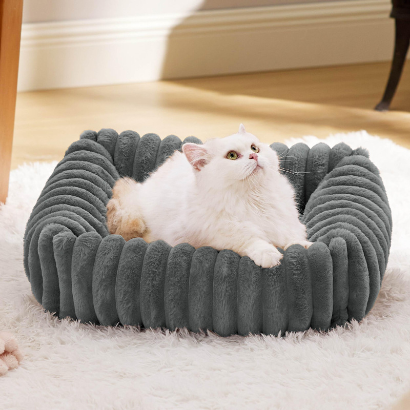 新しいペットの巣、猫の巣、ウサギのぬいぐるみ、冬暖かいペットソファ、犬のベッド、快適な猫のクッション、犬小屋、ペットの巣|undefined