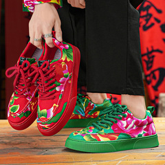 大花布鞋學生板鞋時尚個性百搭運動休閒男鞋青少年潮鞋子一件代發