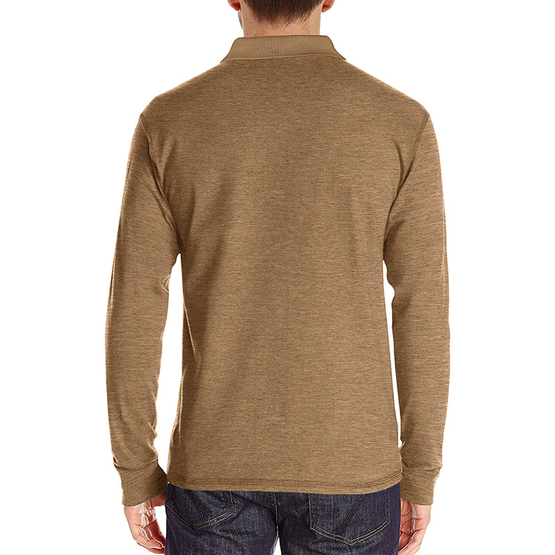 T-shirt con risvolto a maniche lunghe POLO da uomo Camicia base autunnale e invernale Top Polo_voghion.com