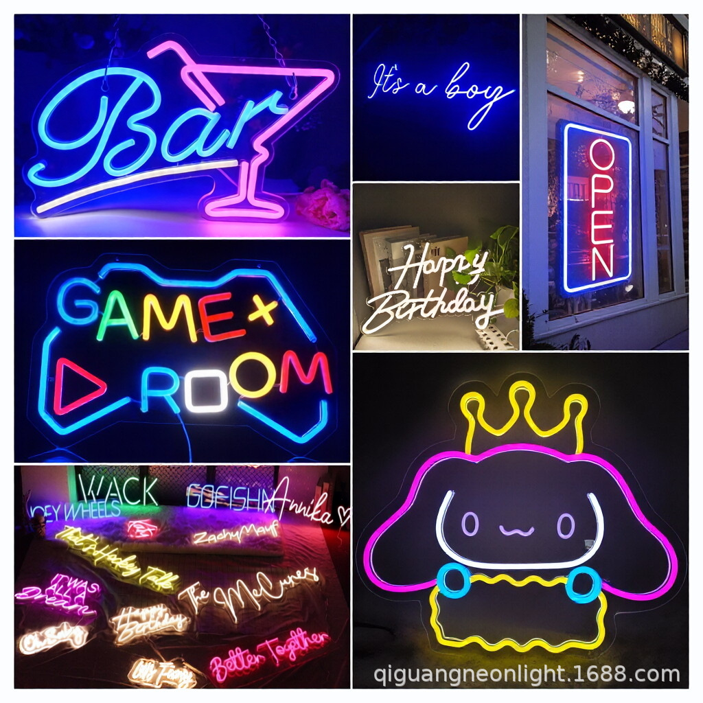 Amazon LED neon signboard, cross-border customization, dimmable neon light, illuminated open light.