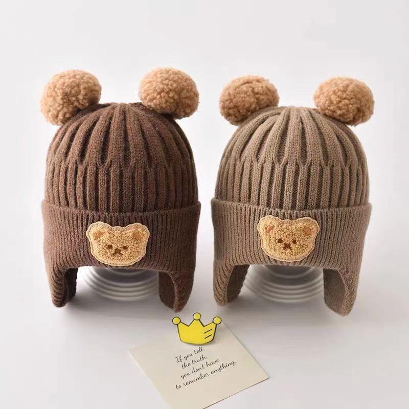 Gorro de punto para bebés abrigado y grueso, de lana – para recién nacidos en invierno, venta al por mayor.