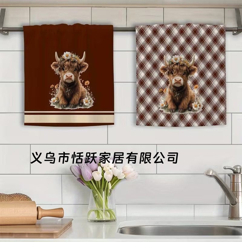 Cross-Border Temu Hot-Selling Lemon Print Kitchen Towel Highland Cow Microfiber Dish Towel Table Towel Tea Towel Cross-Border Temu Hot-Selling Lemon Print Kitchen Towel Highland Cow Microfiber Dish Towel Table Towel Tea Towel