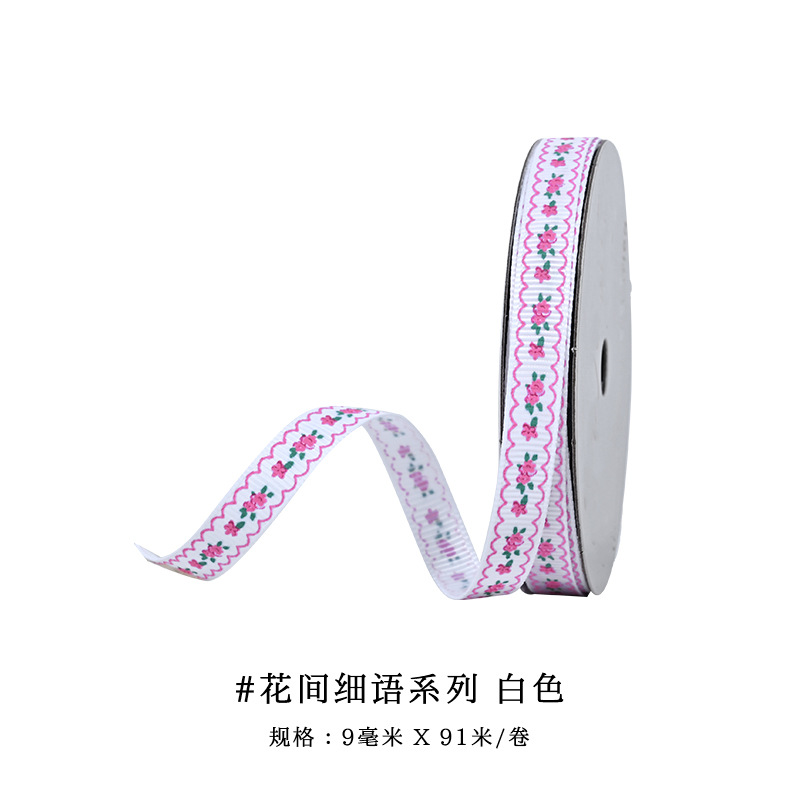 Cinta acanalada al por mayor de Yao Ming con estampado, accesorios para el cabello, decoraciones para lazos, materiales DIY, cinta floral hecha a mano