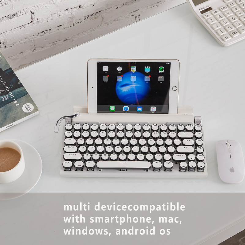 スポットパンク機械キーボードレトロrgb発光デュアルモード有線bluetoothゲームオフィスキーボードメッキ丸キー|undefined