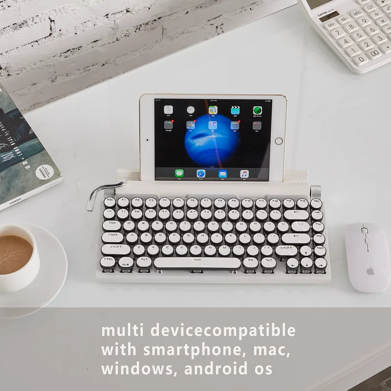 Спот-панк механическая клавиатура ретро RGB подсветка - двурежимная проводная Bluetooth игровая офисная клавиатура с электропокрытием