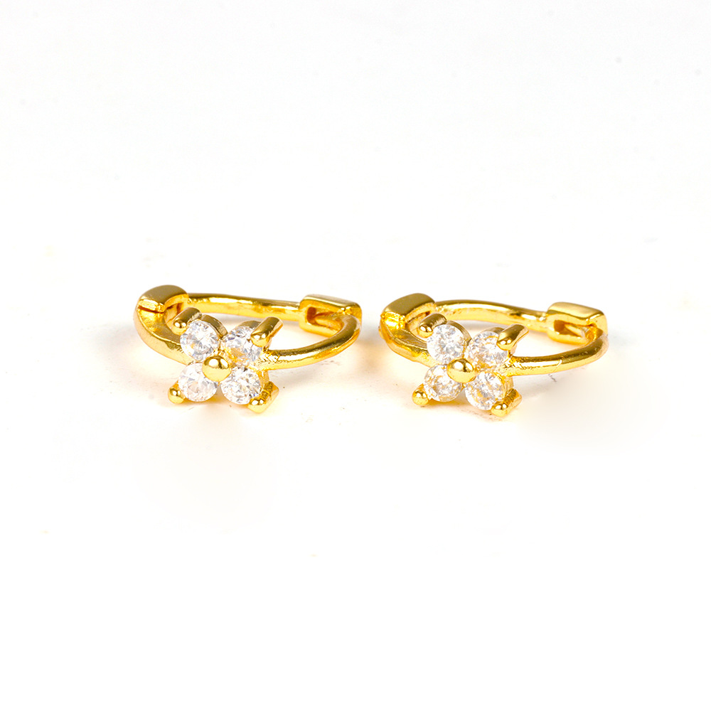 Flower Pattern Women's Gender 1 Pair Ig Style Shiny Flower Plating Inlay Copper Zircon 18k Gold Plated Earrings